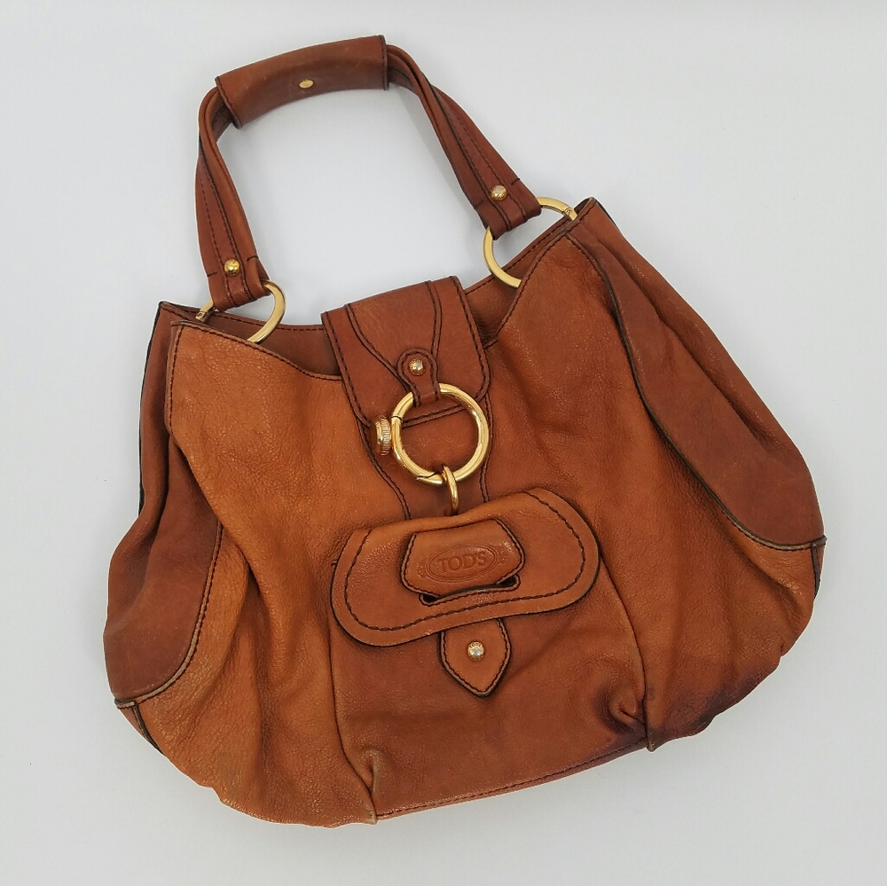Tod's Peggy Hobo Shoulder Bag Brown Soft Leather